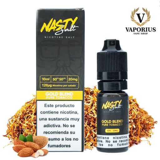 [V2942] GOLD BLEND PURE TABACCO NASTY JUICE SALT 10ML 10MG