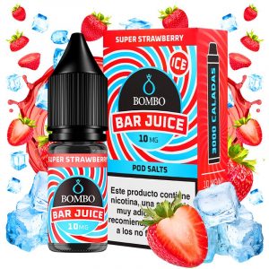 SUPER STRAWBERRY ICE 10ml - Bombo Bar Juice - Nicotina : 10mg, Tamaño : 10 ml